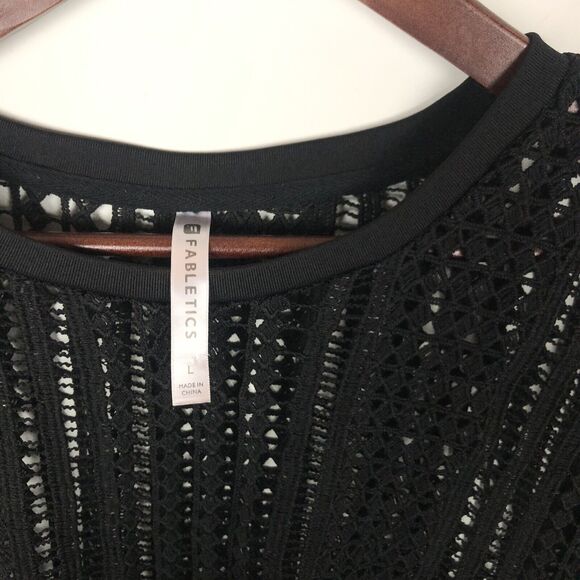 Fabletics Black Open Knit Long Sleeve Sweater Women's Size Large - Picture 5 of 7